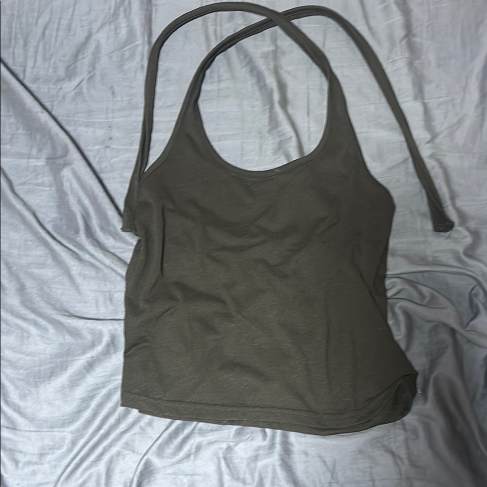 Green Sleeveless Fitted Crop Tank Top